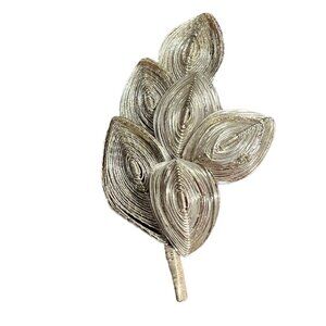 Wire Wrap‎ Leaf Brooch Silver Tone Textured Vintage Pin